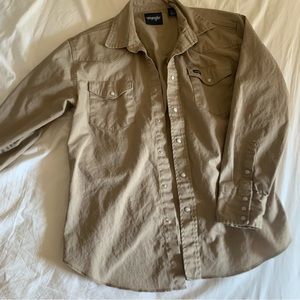 Wrangler tan button down shirt